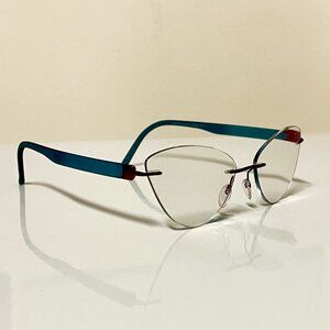 Silhouette Titan 5506 70 3040 Cat-Eye Blue Titanium Unisex Eyeglasses 52 17 140